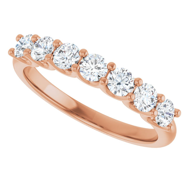 14K Gold Round Natural Diamond U-Prong Seven-Stone Anniversary Band – 3 mm Stones - Rose Gold - view 5