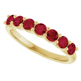 14K Gold Round Natural Ruby U-Prong Seven-Stone Anniversary Band - view 5