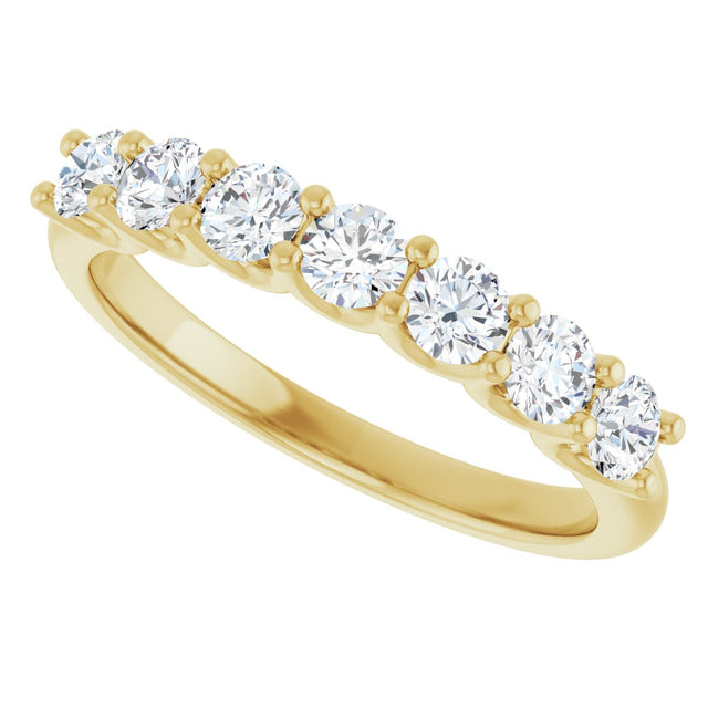 14K Gold Round Lab-Grown Diamond U-Prong Seven-Stone Anniversary Band – 3 mm Stones - Yellow Gold - view 5