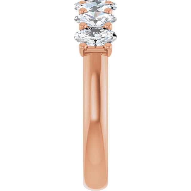 14K Gold Oval Natural Diamond U-Prong Seven-Stone Anniversary Band – 1 1/2–2 1/2 CTW - Rose Gold - view 4