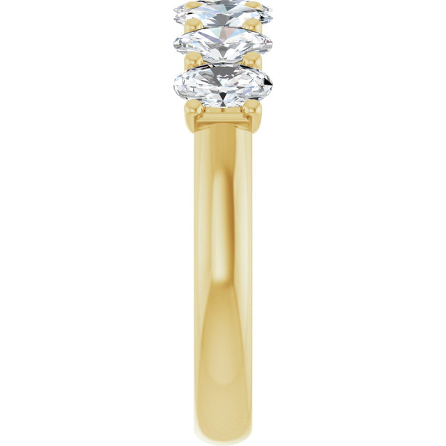 14K Gold Oval Lab-Grown Diamond U-Prong Seven-Stone Anniversary Band – 5x3 mm Stones - Yellow Gold - view 4