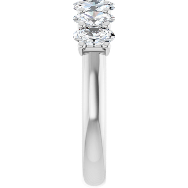 Platinum Oval Lab-Grown Diamond U-Prong Seven-Stone Anniversary Band – 5x3 mm Stones - view 4