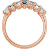 14K Gold Emerald Lab-Grown Diamond U-Prong Seven-Stone Anniversary Band – 2 1/6–4 1/5 CTW - Rose Gold - view 2