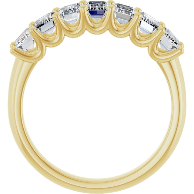 14K Gold Emerald Lab-Grown Diamond U-Prong Seven-Stone Anniversary Band – 2 1/6–4 1/5 CTW - Yellow Gold - view 2