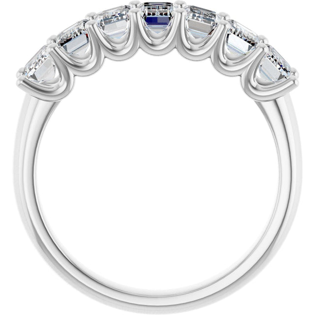 14K Gold Emerald Lab-Grown Diamond U-Prong Seven-Stone Anniversary Band – 2 1/6–4 1/5 CTW - White Gold - view 2
