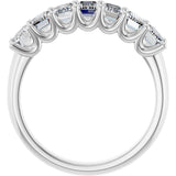 Platinum Emerald Natural Diamond U-Prong Seven-Stone Anniversary Band – 2 1/6–4 1/5 CTW - view 2