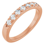 14K Gold Round Natural Diamond French-Set Seven-Stone Anniversary Band – 1/4–7/8 CTW - Rose Gold