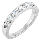 14K Gold Round Natural Diamond French-Set Seven-Stone Anniversary Band – 1/4–7/8 CTW - White Gold
