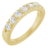14K Gold Round Natural Diamond French-Set Seven-Stone Anniversary Band – 1/4–7/8 CTW - Yellow Gold