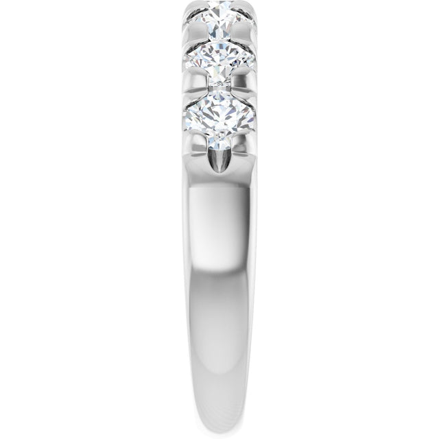 14K Gold Round Lab-Grown Diamond French-Set Seven-Stone Anniversary Band – 1 1/8 CTW - White Gold - view 4