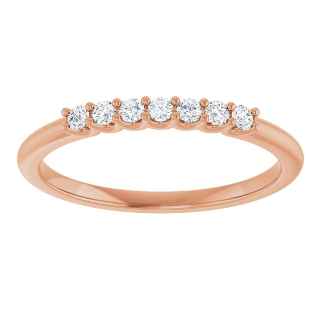 14K Gold Round Natural Diamond U-Prong Seven-Stone Anniversary Band – 1.5 mm Stones - Rose Gold - view 3