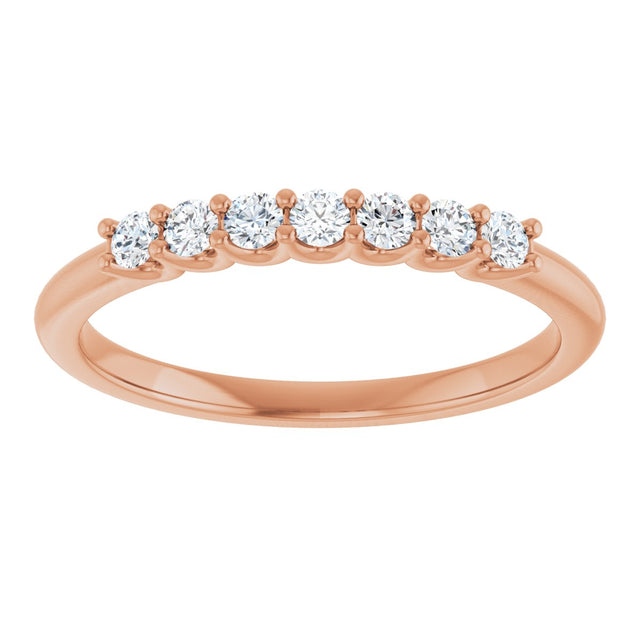 14K Gold Round Lab-Grown Diamond U-Prong Seven-Stone Anniversary Band – 2 mm Stones - Rose Gold - view 3