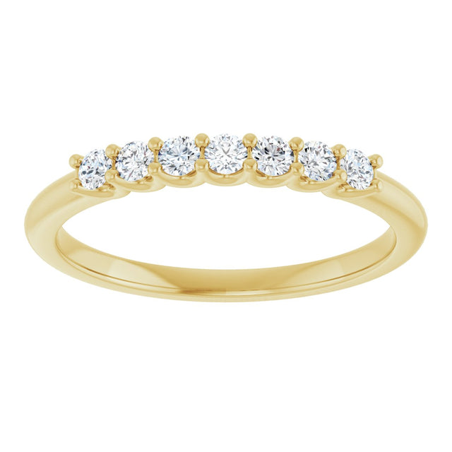 14K Gold Round Natural Diamond U-Prong Seven-Stone Anniversary Band – 2 mm Stones - Yellow Gold - view 3