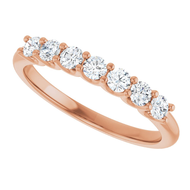 14K Gold Round Lab-Grown Diamond U-Prong Seven-Stone Anniversary Band – 2.5 mm Stones - Rose Gold - view 5