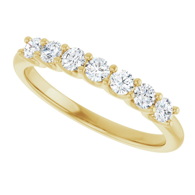 14K Gold Round Natural Diamond U-Prong Seven-Stone Anniversary Band – 2.5 mm Stones - Yellow Gold - view 5