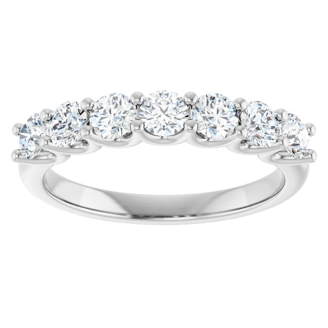 Platinum Round Natural Diamond U-Prong Seven-Stone Anniversary Band – 2.75 mm Stones - view 3
