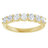 14K Gold Round Natural Diamond U-Prong Seven-Stone Anniversary Band – 2.75 mm Stones - Yellow Gold - view 3