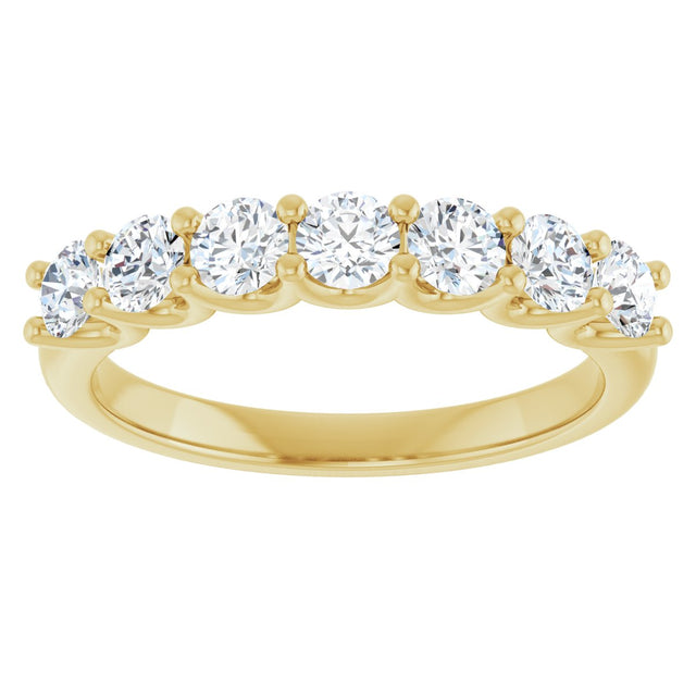14K Gold Round Natural Diamond U-Prong Seven-Stone Anniversary Band – 2.75 mm Stones - Yellow Gold - view 3