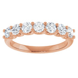 14K Gold Round Natural Diamond U-Prong Seven-Stone Anniversary Band – 2.75 mm Stones - Rose Gold - view 3