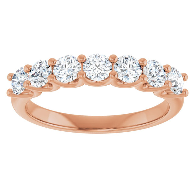 14K Gold Round Lab-Grown Diamond U-Prong Seven-Stone Anniversary Band – 3.2 mm Stones - Rose Gold - view 3