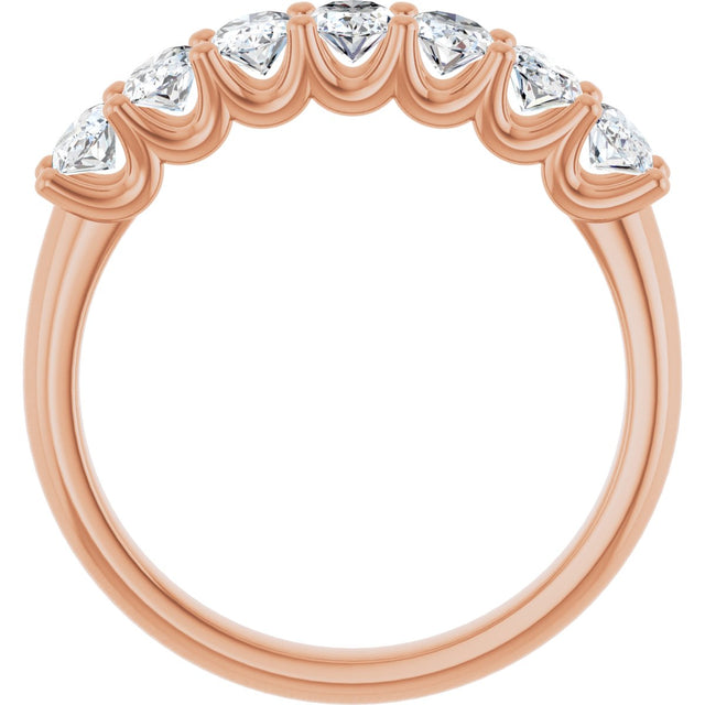 14K Gold Oval Lab-Grown Diamond U-Prong Seven-Stone Anniversary Band – 5x3 mm Stones - Rose Gold - view 2