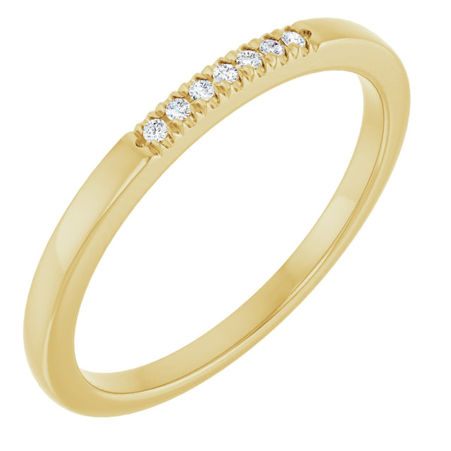 14K Gold Round Natural Diamond French-Set Seven-Stone Anniversary Band – .03–1/5 CTW - Yellow Gold