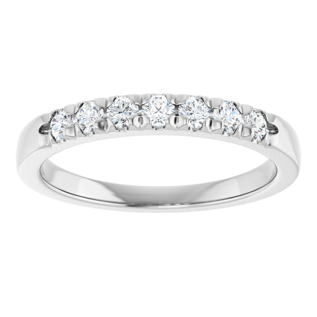 14K Gold Round Lab-Grown Diamond French-Set Seven-Stone Anniversary Band – 1/4–1 CTW - White Gold - view 3