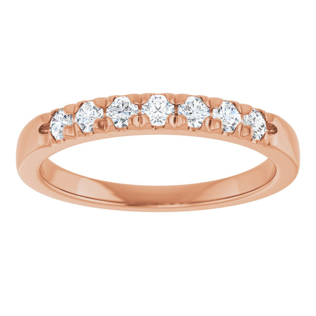 14K Gold Round Natural Diamond French-Set Seven-Stone Anniversary Band – 1/4–7/8 CTW - Rose Gold - view 3
