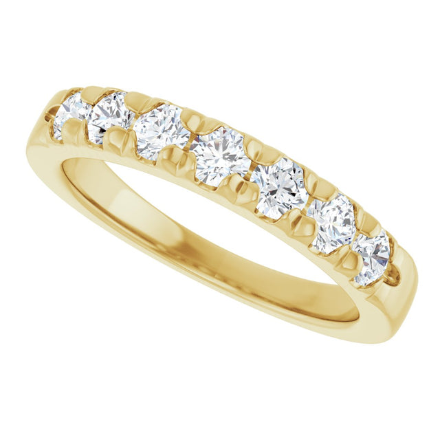 14K Gold Round Natural Diamond French-Set Seven-Stone Anniversary Band – 1/4–7/8 CTW - Yellow Gold - view 5