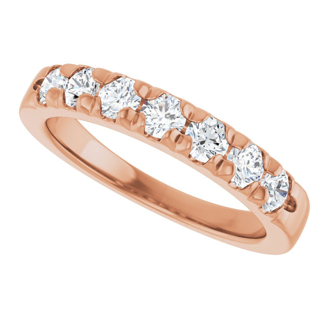 14K Gold Round Natural Diamond French-Set Seven-Stone Anniversary Band – 1/4–7/8 CTW - Rose Gold - view 5