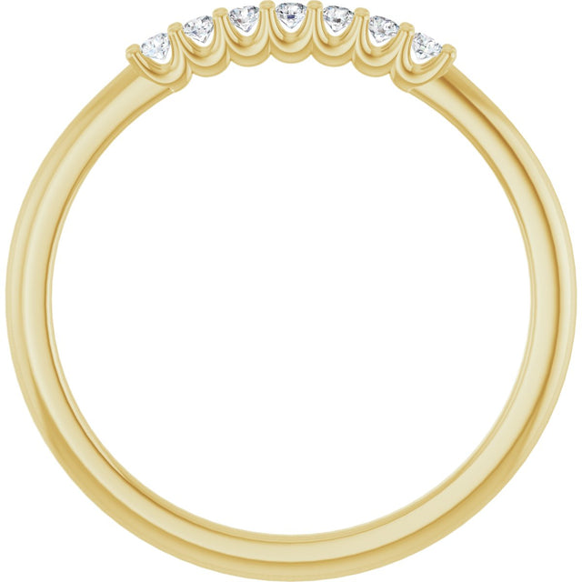 14K Gold Round Lab-Grown Diamond U-Prong Seven-Stone Anniversary Band – 1.5 mm Stones - Yellow Gold - view 2