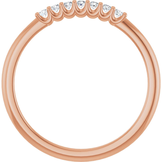 14K Gold Round Lab-Grown Diamond U-Prong Seven-Stone Anniversary Band – 1.5 mm Stones - Rose Gold - view 2