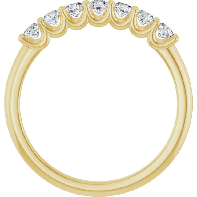 14K Gold Round Lab-Grown Diamond U-Prong Seven-Stone Anniversary Band – 2.5 mm Stones - Yellow Gold - view 2