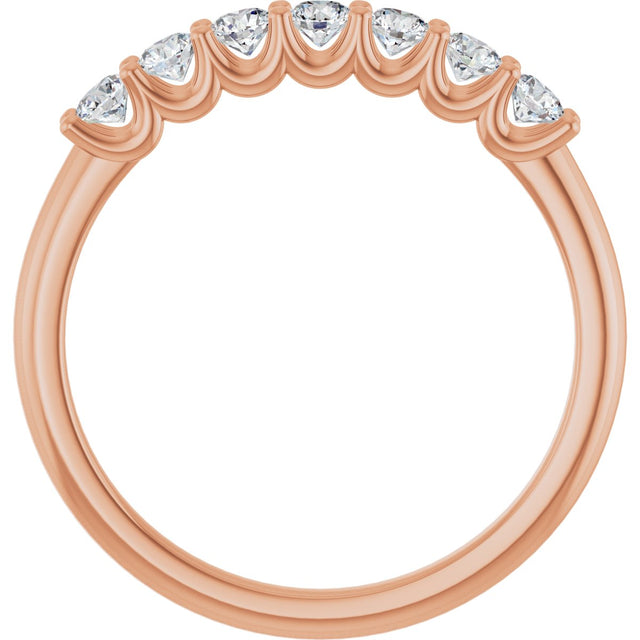 14K Gold Round Natural Diamond U-Prong Seven-Stone Anniversary Band – 2.5 mm Stones - Rose Gold - view 2