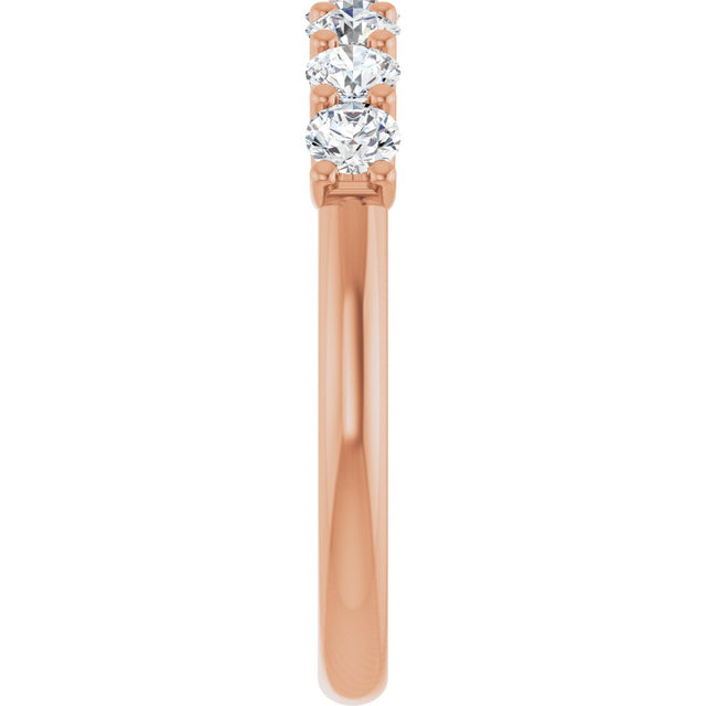 14K Gold Round Natural Diamond U-Prong Seven-Stone Anniversary Band – 3 mm Stones - Rose Gold - view 4