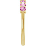 14K Gold Round Natural Pink Sapphire U-Prong Seven-Stone Anniversary Band - view 4