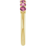 14K Gold Round Natural Pink Tourmaline U-Prong Seven-Stone Anniversary Band - view 4