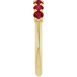 14K Gold Round Natural Ruby U-Prong Seven-Stone Anniversary Band - view 4