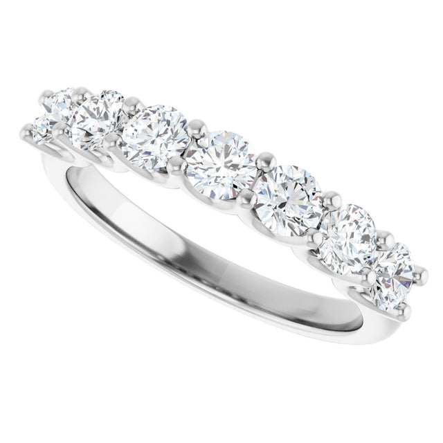 Platinum Round Lab-Grown Diamond U-Prong Seven-Stone Anniversary Band – 3.4 mm Stones - view 5