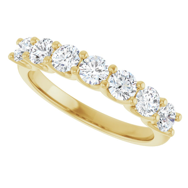 14K Gold Round Natural Diamond U-Prong Seven-Stone Anniversary Band – 3.4 mm Stones - Yellow Gold - view 5