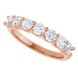14K Gold Round Natural Diamond U-Prong Seven-Stone Anniversary Band – 3.4 mm Stones - Rose Gold - view 5