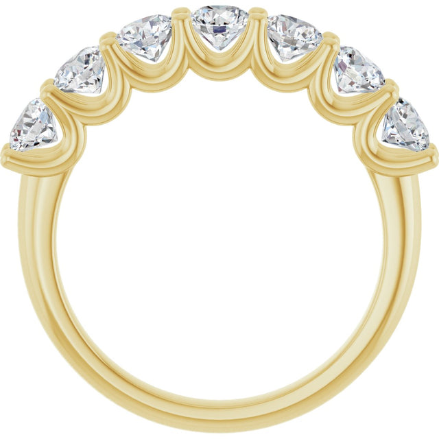 14K Gold Round Natural Diamond U-Prong Seven-Stone Anniversary Band – 3.8 mm Stones - Yellow Gold - view 2