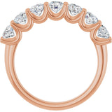 14K Gold Round Natural Diamond U-Prong Seven-Stone Anniversary Band – 3.8 mm Stones - Rose Gold - view 2