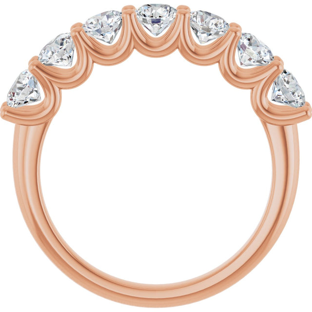 14K Gold Round Lab-Grown Diamond U-Prong Seven-Stone Anniversary Band – 3.8 mm Stones - Rose Gold - view 2