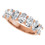 14K Gold Oval Lab-Grown Diamond U-Prong Seven-Stone Anniversary Band – 6x4 mm Stones - Rose Gold - view 5