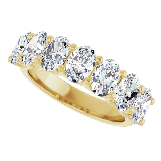 14K Gold Oval Lab-Grown Diamond U-Prong Seven-Stone Anniversary Band – 6x4 mm Stones - Yellow Gold - view 5