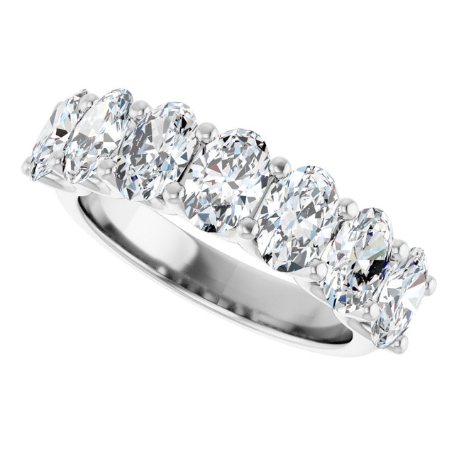 Platinum Oval Natural Diamond U-Prong Seven-Stone Anniversary Band – 1 1/2–2 1/2 CTW - view 5