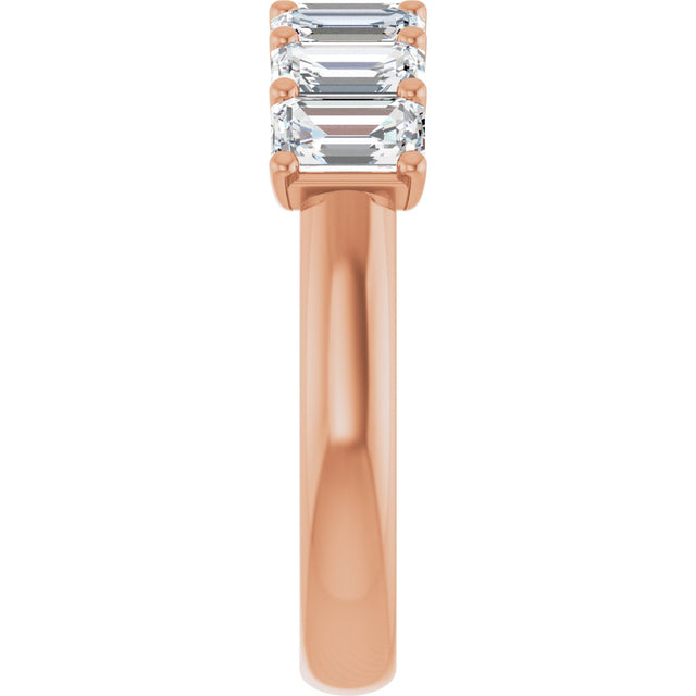 14K Gold Emerald Lab-Grown Diamond U-Prong Seven-Stone Anniversary Band – 2 1/6–4 1/5 CTW - Rose Gold - view 4