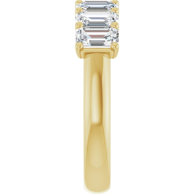 14K Gold Emerald Lab-Grown Diamond U-Prong Seven-Stone Anniversary Band – 2 1/6–4 1/5 CTW - Yellow Gold - view 4