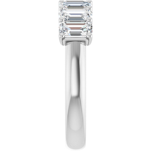 Platinum Emerald Natural Diamond U-Prong Seven-Stone Anniversary Band – 2 1/6–4 1/5 CTW - view 4